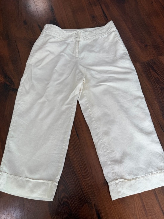J. Jill Pants - J Jill 100% linen capris pants high waisted Sz 10 cream color